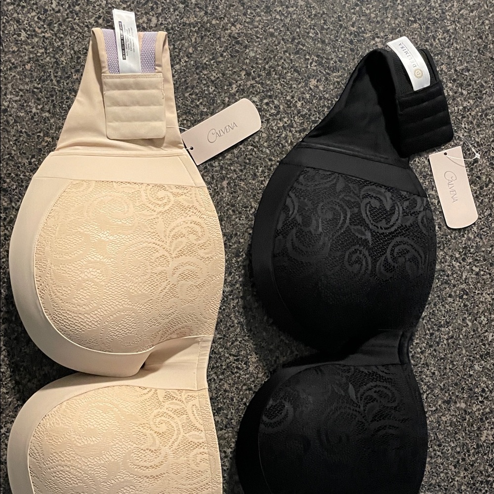 Calvena Women's Elegant Lace Bra Set in Black and Cream